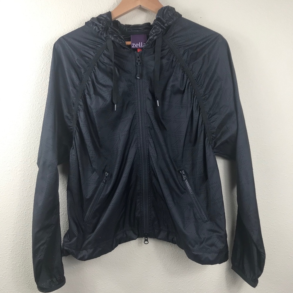 Zella Laser Cut Lightweight Full Zip Jacket Black Size Small
